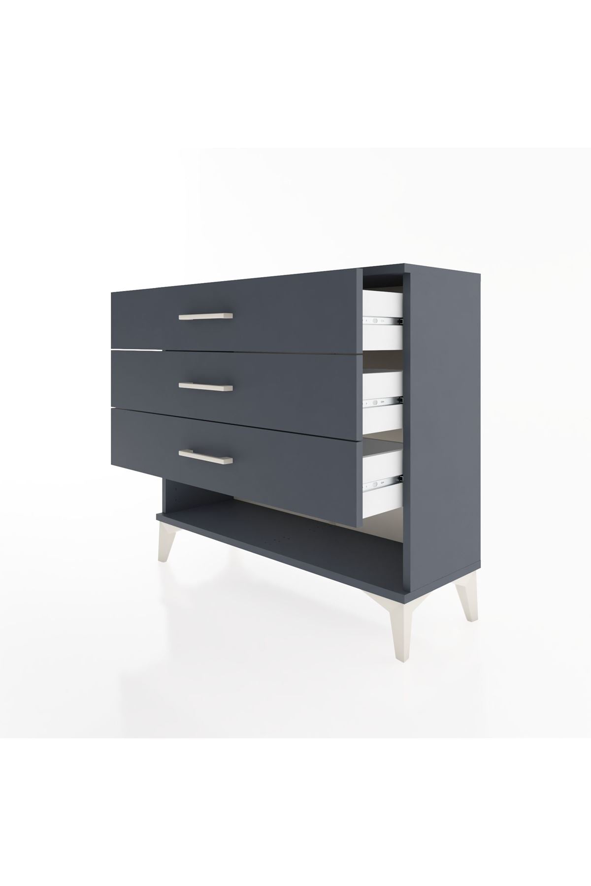 Arges Şifonyer 3 Çekmeceli 88x30x80 Antrasit-Antrasit