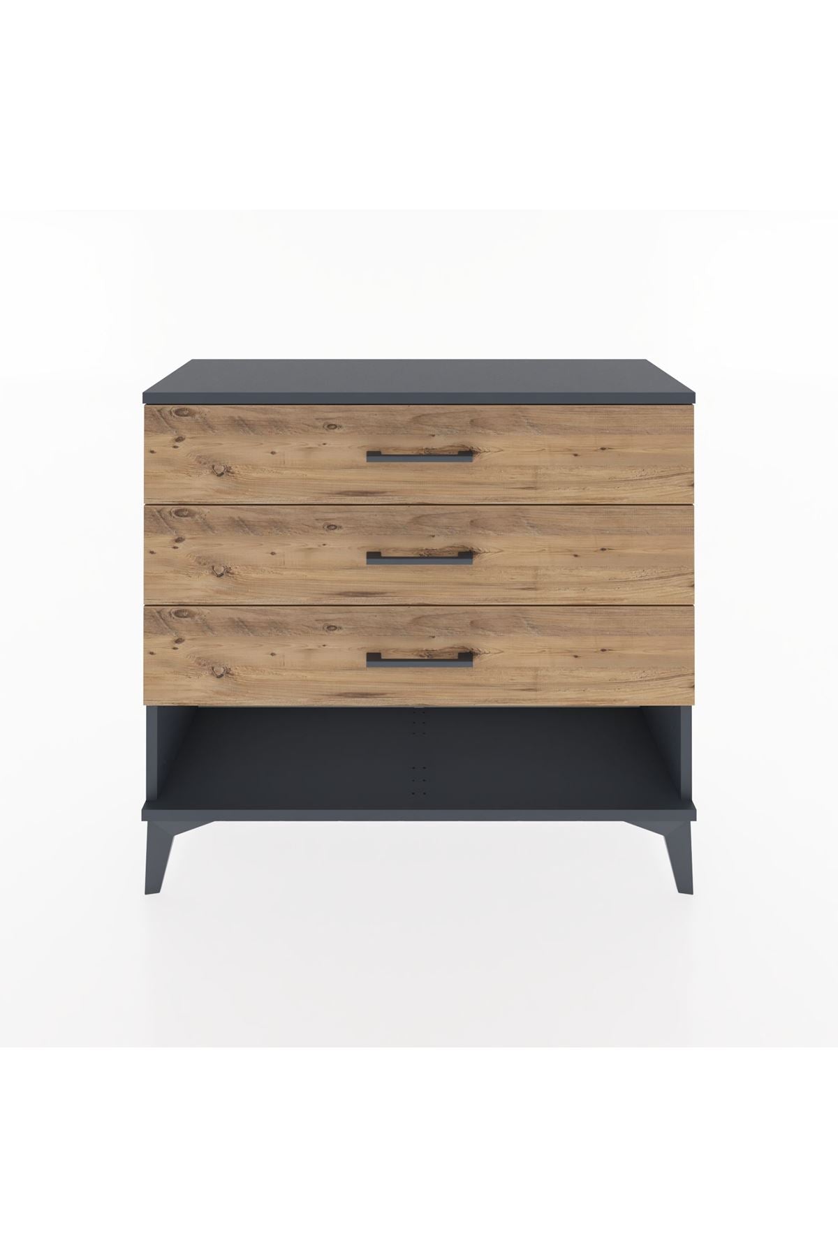 Arges Şifonyer 3 Çekmeceli 88x30x80 Antrasit-Çam