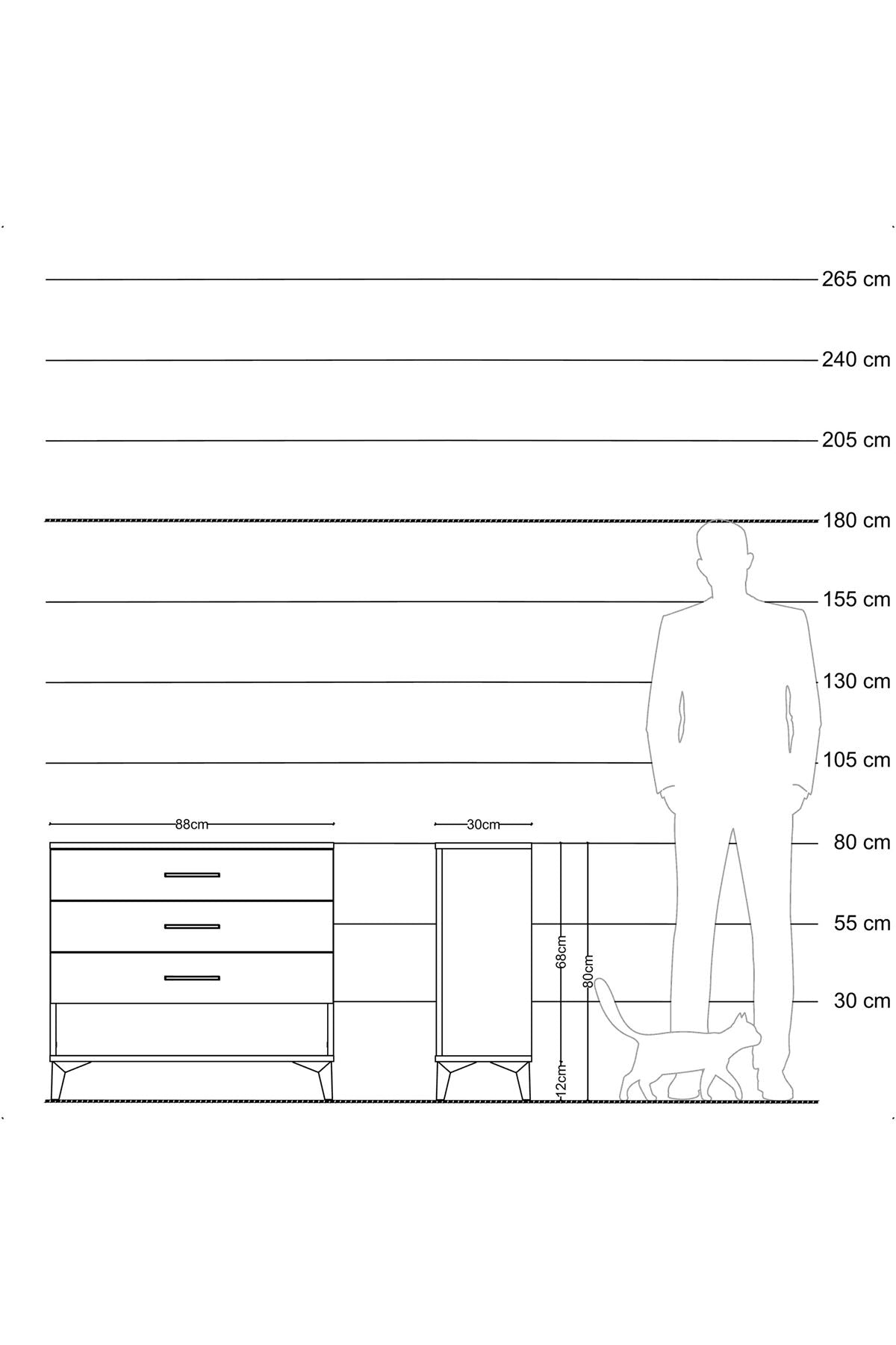 Arges Şifonyer 3 Çekmeceli 88x30x80 Antrasit-Antrasit