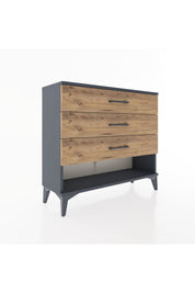 Arges Şifonyer 3 Çekmeceli 88x30x80 Antrasit-Çam