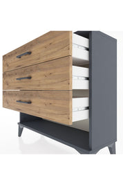 Arges Şifonyer 3 Çekmeceli 88x30x80 Antrasit-Çam