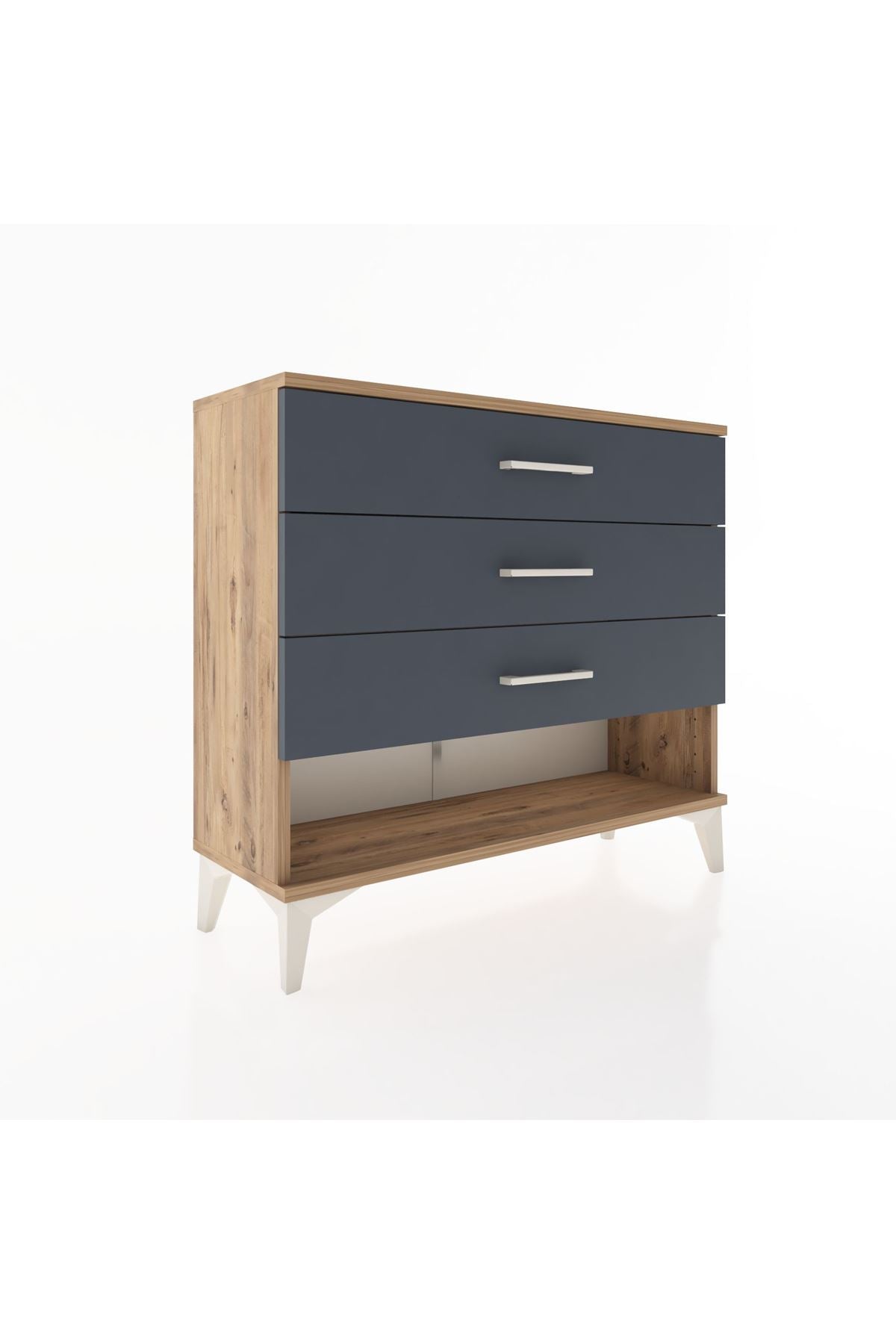 Arges Şifonyer 3 Çekmeceli 88x30x80 Çam-Antrasit