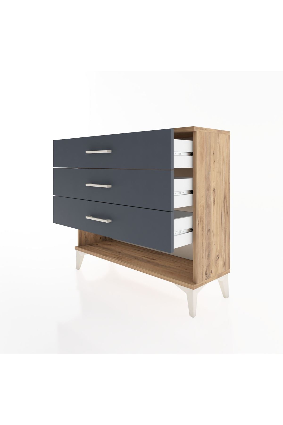 Arges Şifonyer 3 Çekmeceli 88x30x80 Çam-Antrasit