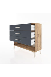 Arges Şifonyer 3 Çekmeceli 88x30x80 Çam-Antrasit