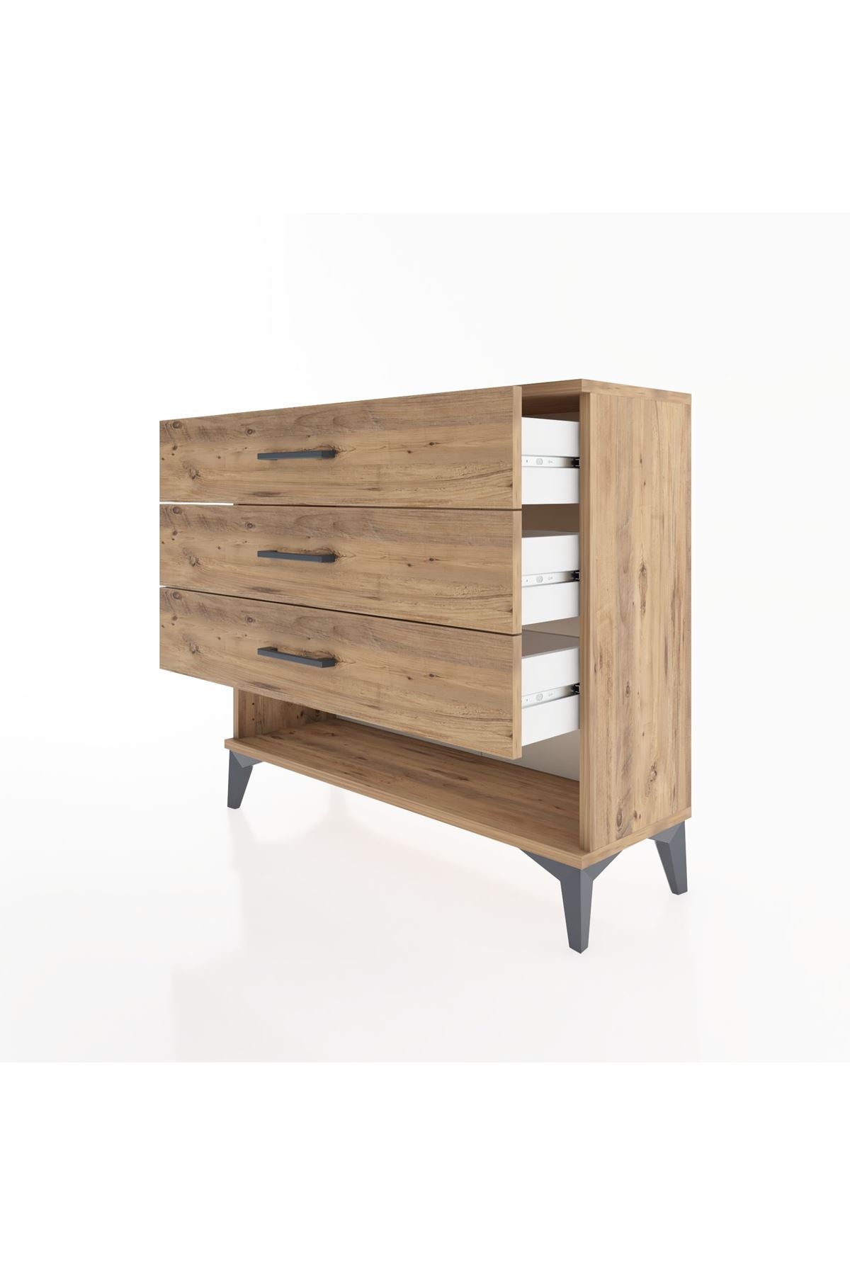 Arges Şifonyer 3 Çekmeceli 88x30x80 Çam-Çam