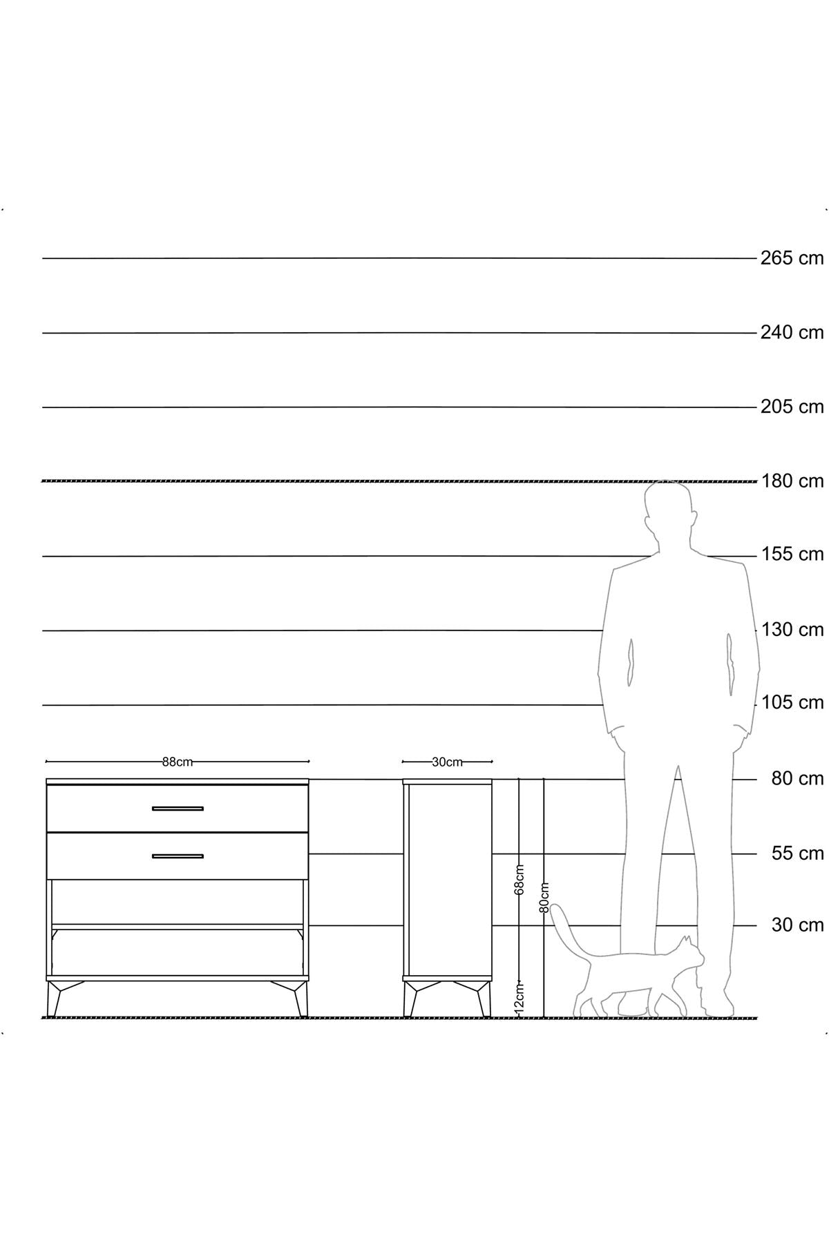 Arges Şifonyer Tek Raflı 2 Çekmeceli 88x30x80 Antrasit-Aytaşı