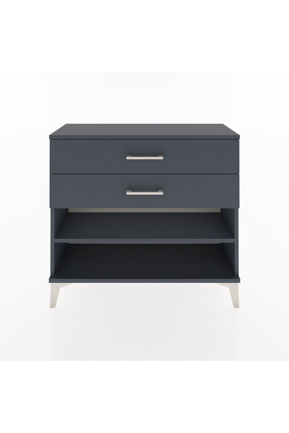 Arges Şifonyer Tek Raflı 2 Çekmeceli 88x30x80 Antrasit-Antrasit