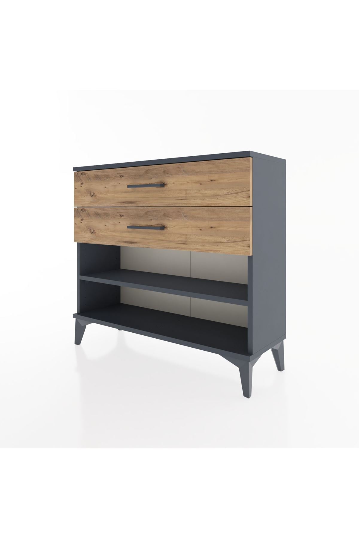 Arges Şifonyer Tek Raflı 2 Çekmeceli 88x30x80 Antrasit-Çam