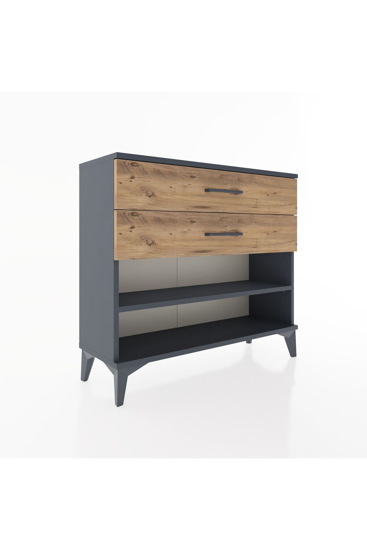 Arges Şifonyer Tek Raflı 2 Çekmeceli 88x30x80 Antrasit-Çam