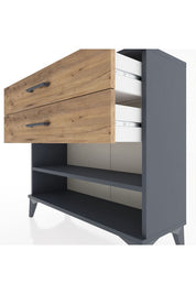 Arges Şifonyer Tek Raflı 2 Çekmeceli 88x30x80 Antrasit-Çam