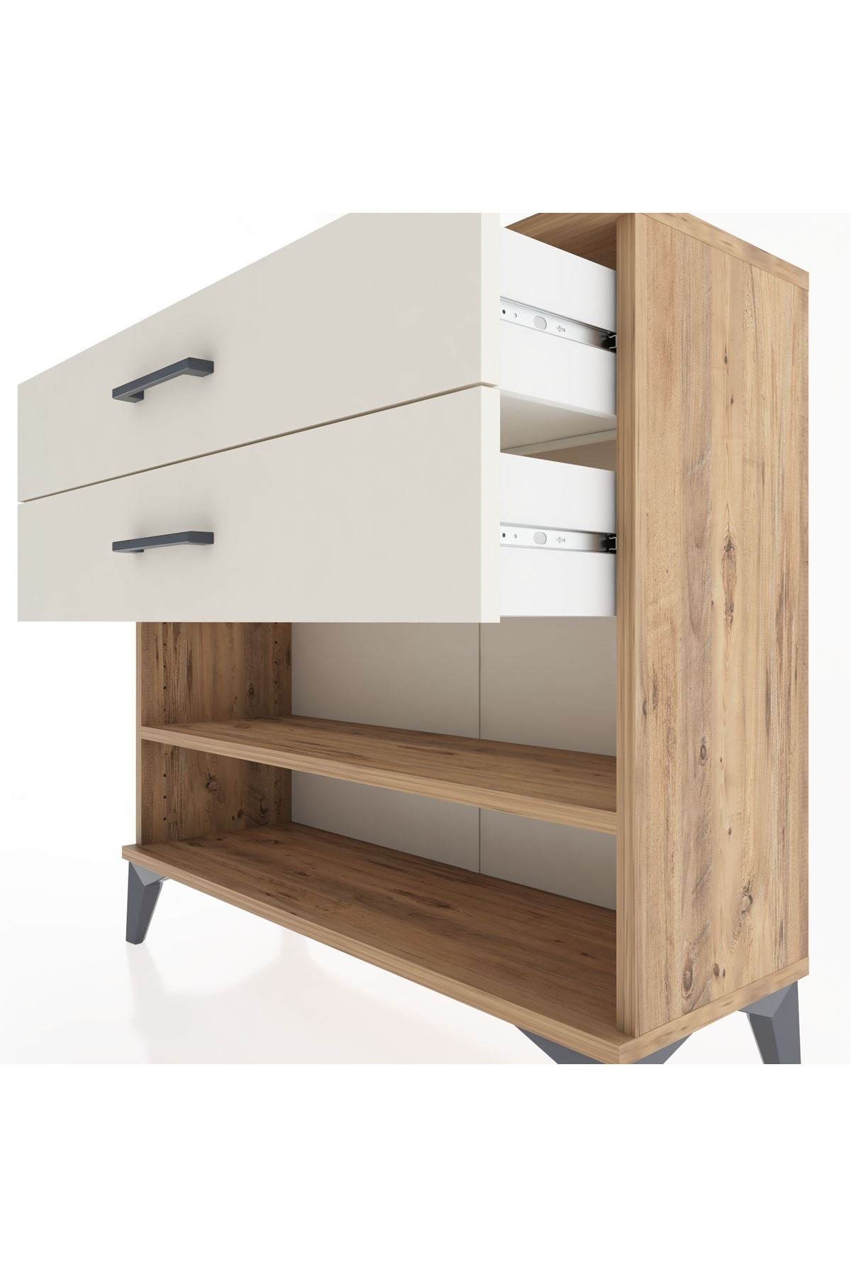 Arges Şifonyer Tek Raflı 2 Çekmeceli 88x30x80 Çam-Aytaşı