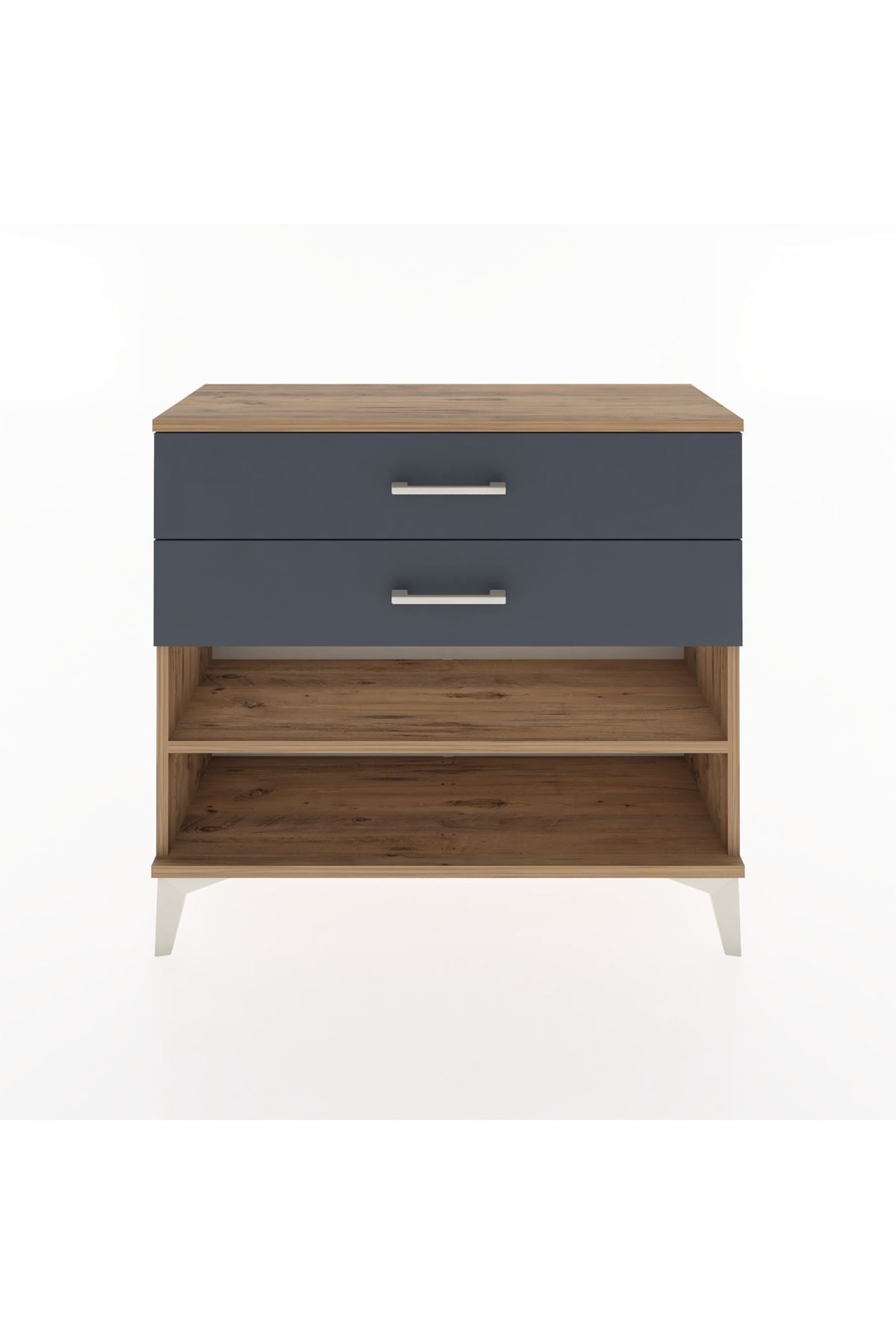 Arges Şifonyer Tek Raflı 2 Çekmeceli 88x30x80 Çam-Antrasit