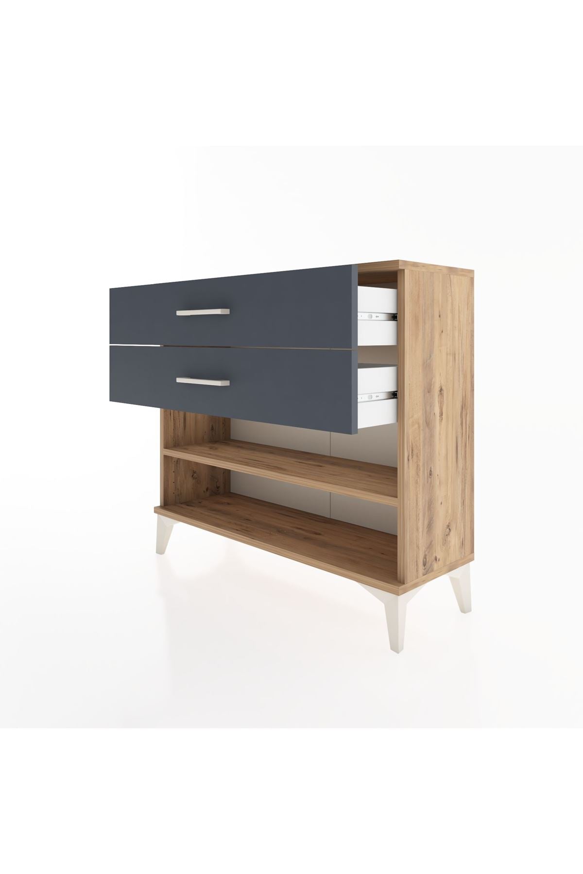 Arges Şifonyer Tek Raflı 2 Çekmeceli 88x30x80 Çam-Antrasit