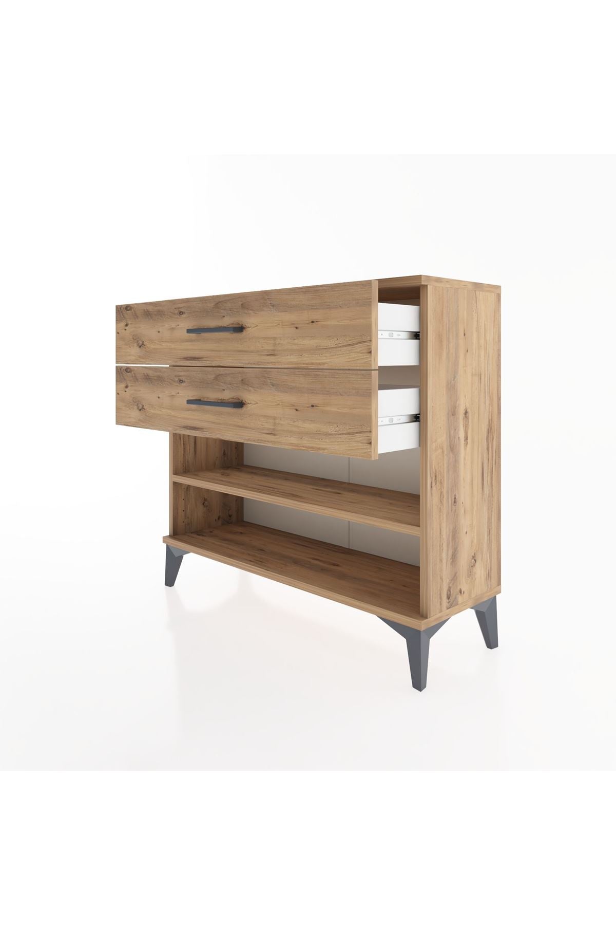 Arges Şifonyer Tek Raflı 2 Çekmeceli 88x30x80 Çam-Çam