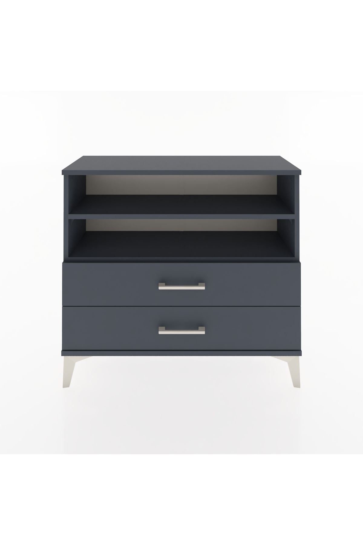 Arges Şifonyer 2 Raflı 2 Çekmeceli 88x30x80 Antrasit-Antrasit