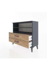 Arges Şifonyer 2 Raflı 2 Çekmeceli 88x30x80 Antrasit-Çam