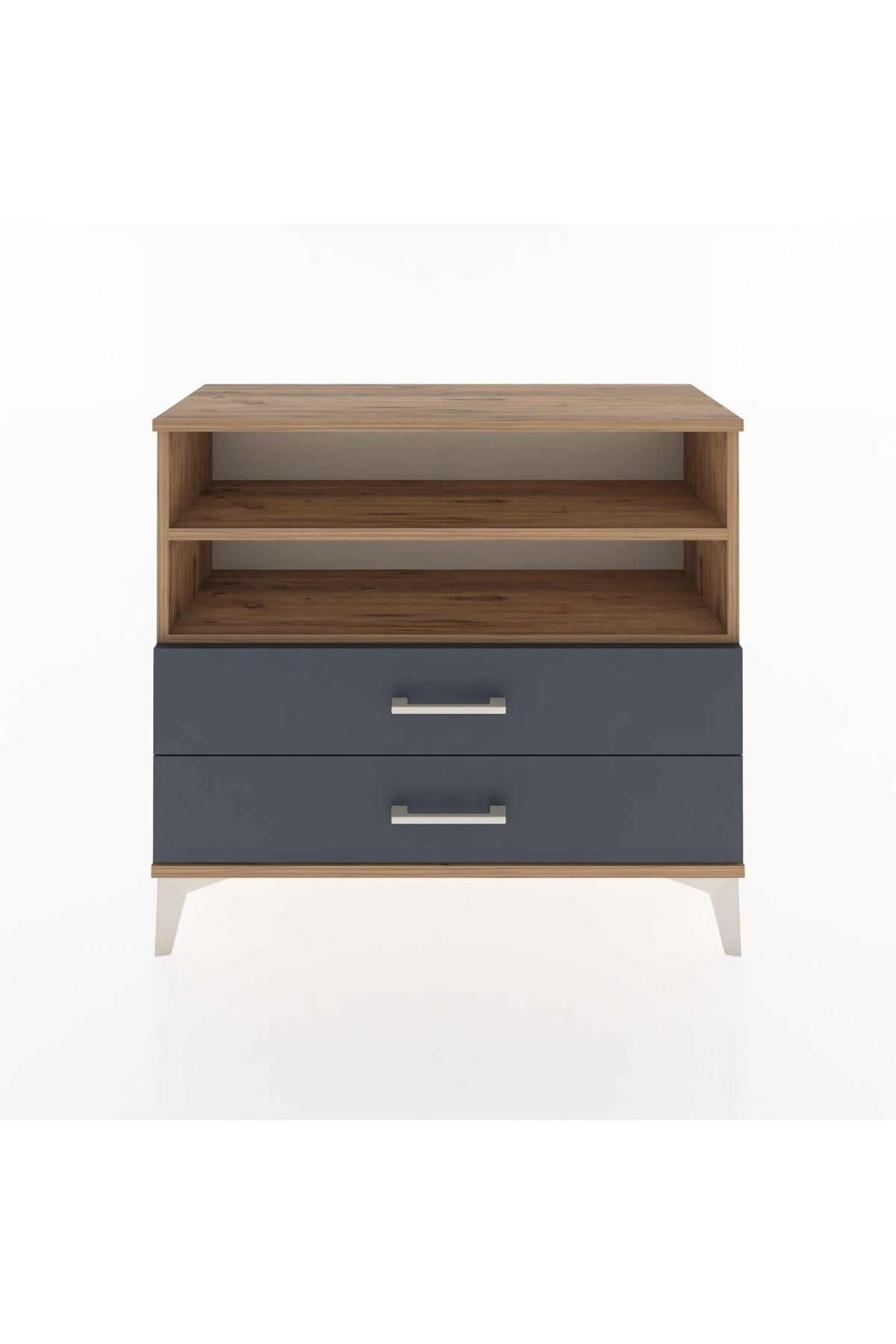 Arges Şifonyer 2 Raflı 2 Çekmeceli 88x30x80 Çam-Antrasit