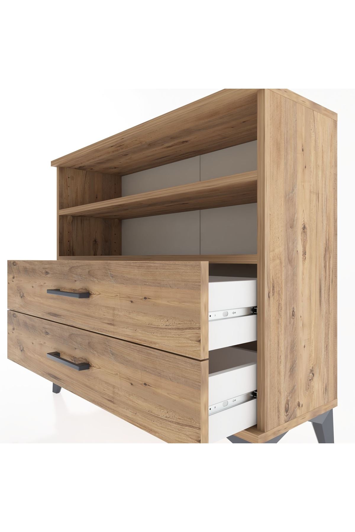 Arges Şifonyer 2 Raflı 2 Çekmeceli 88x30x80 Çam-Çam