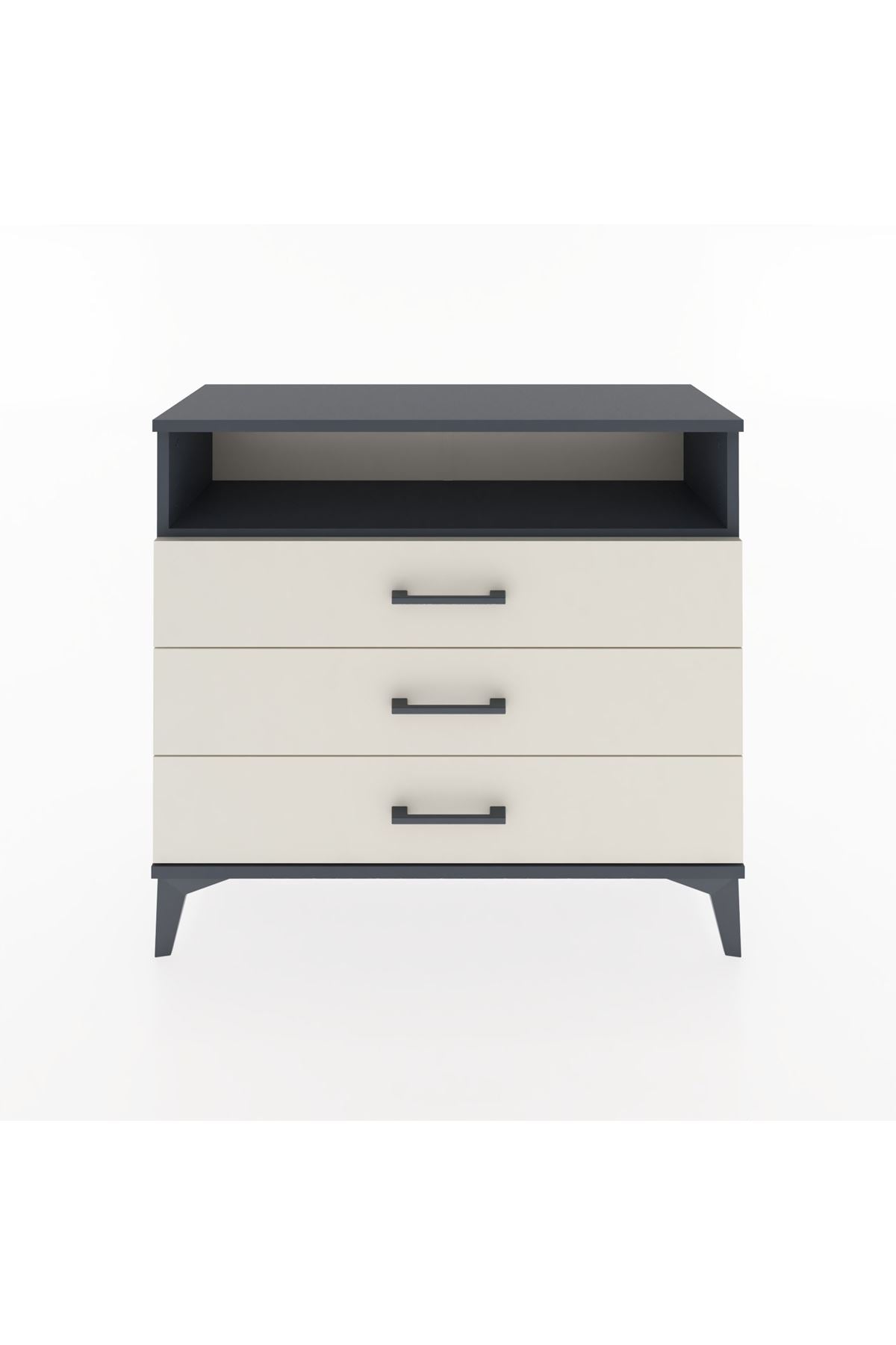 Arges Şifonyer Tek Raflı 3 Çekmeceli 88x30x80 Antrasit-Aytaşı