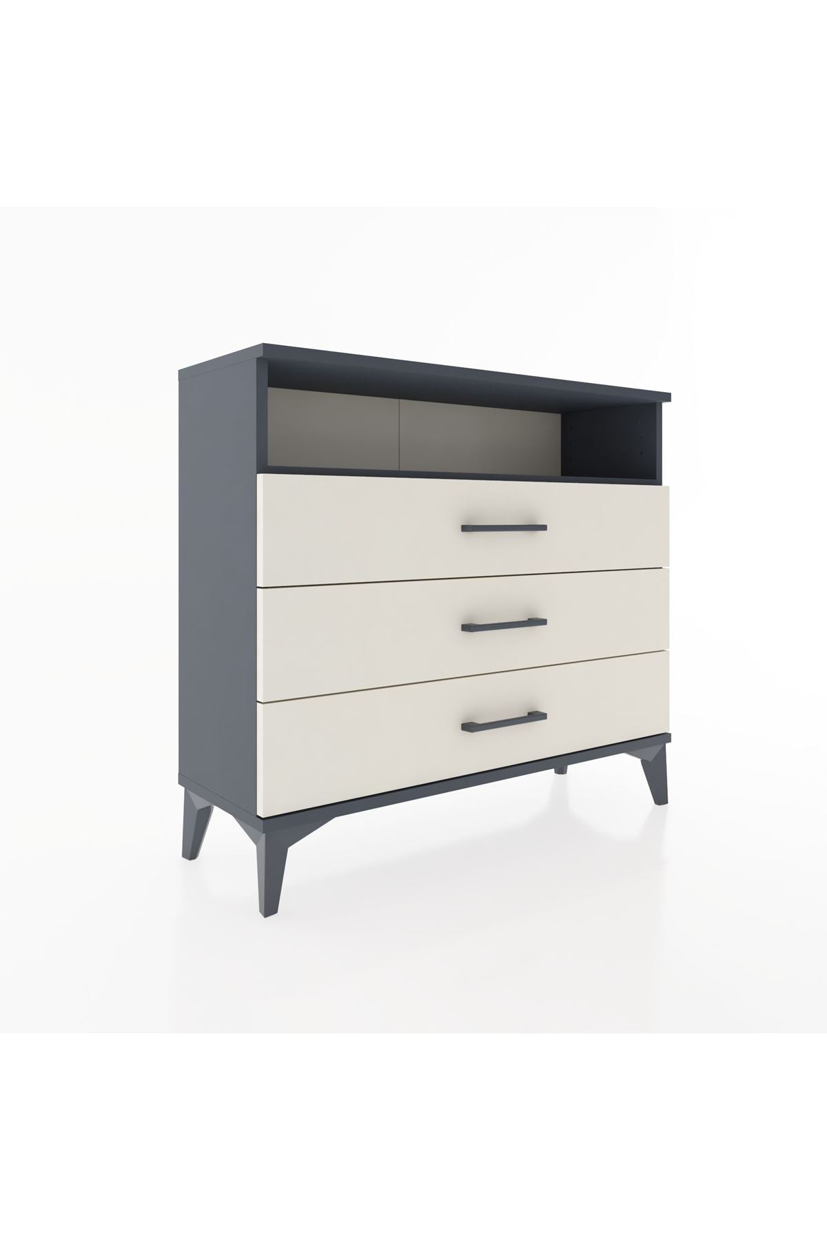 Arges Şifonyer Tek Raflı 3 Çekmeceli 88x30x80 Antrasit-Aytaşı