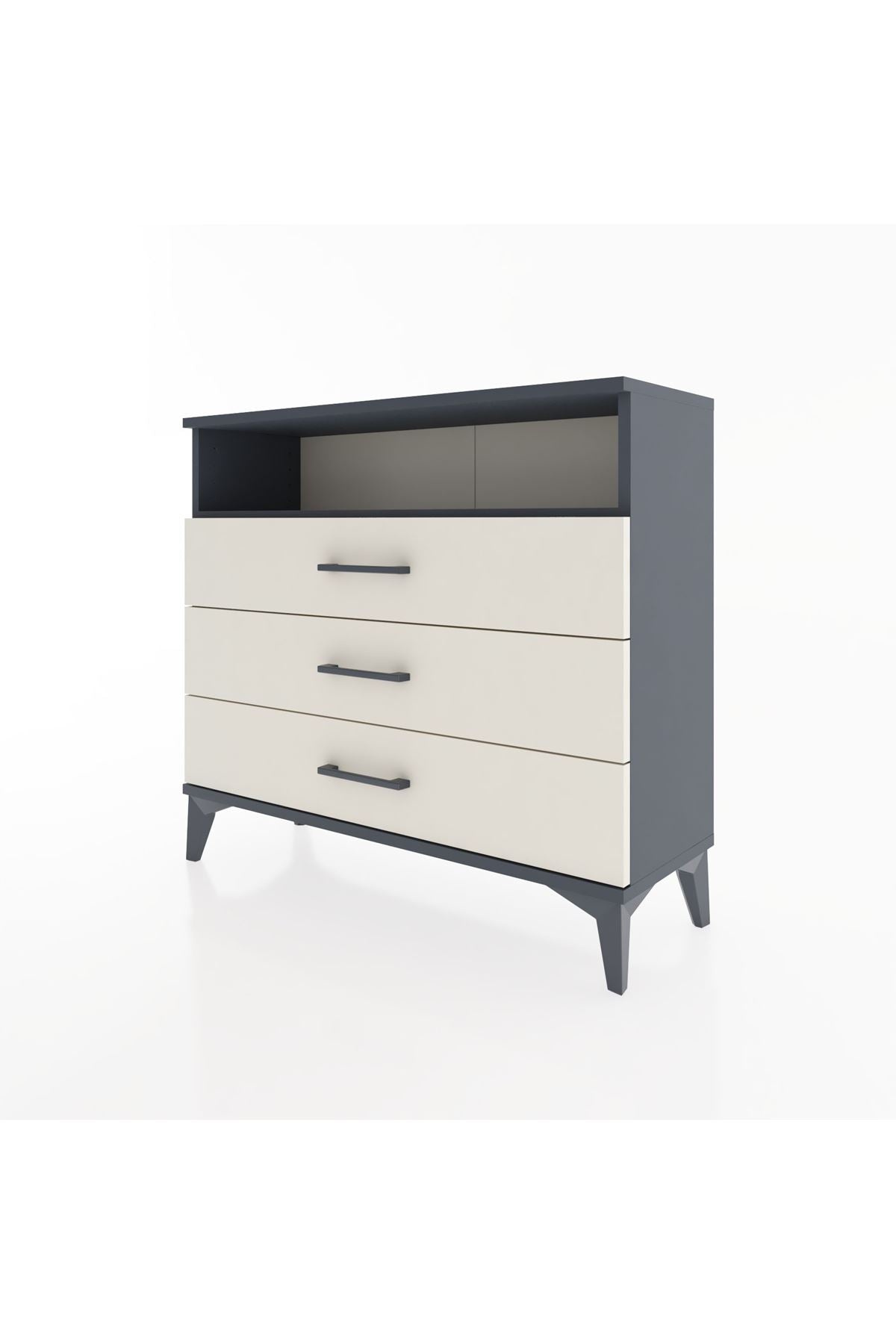 Arges Şifonyer Tek Raflı 3 Çekmeceli 88x30x80 Antrasit-Aytaşı