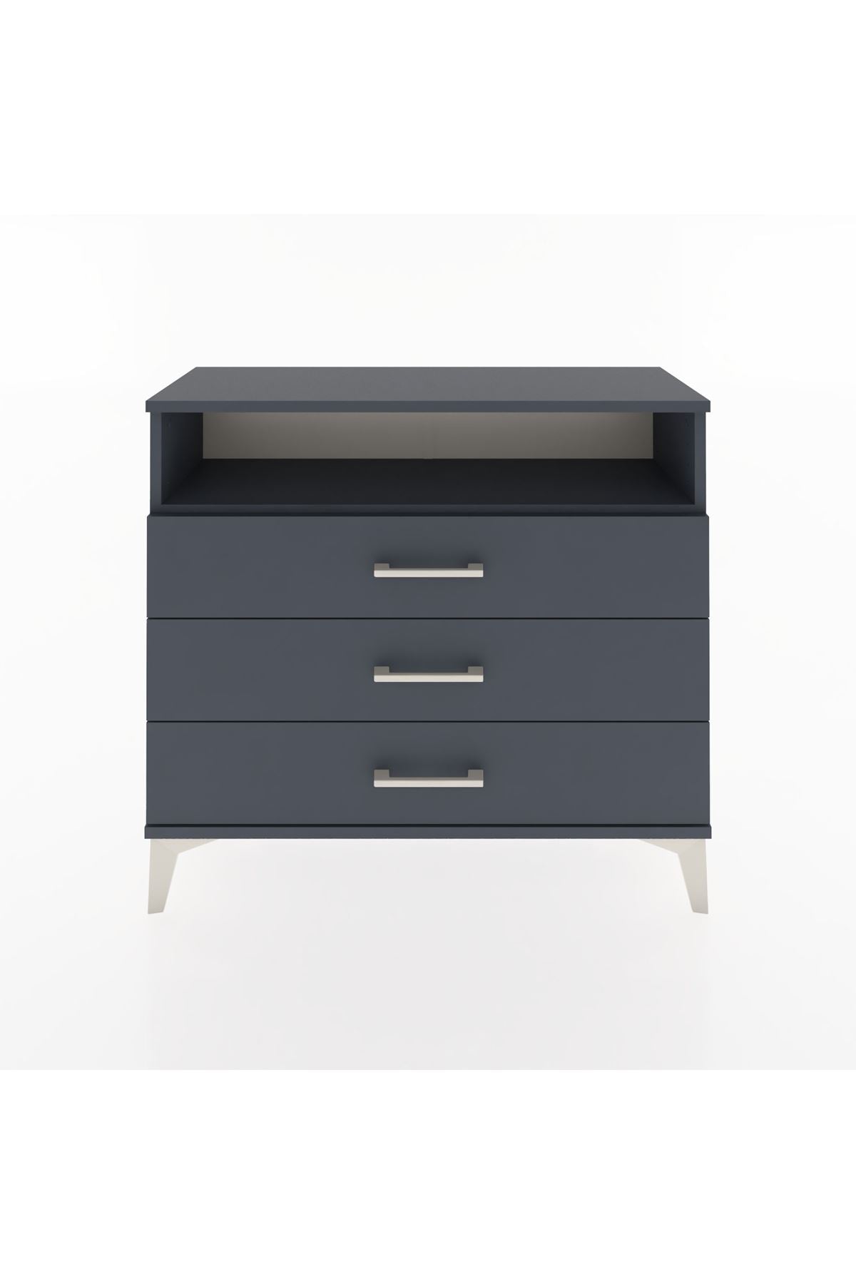 Arges Şifonyer Tek Raflı 3 Çekmeceli 88x30x80 Antrasit-Antrasit