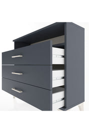 Arges Şifonyer Tek Raflı 3 Çekmeceli 88x30x80 Antrasit-Antrasit