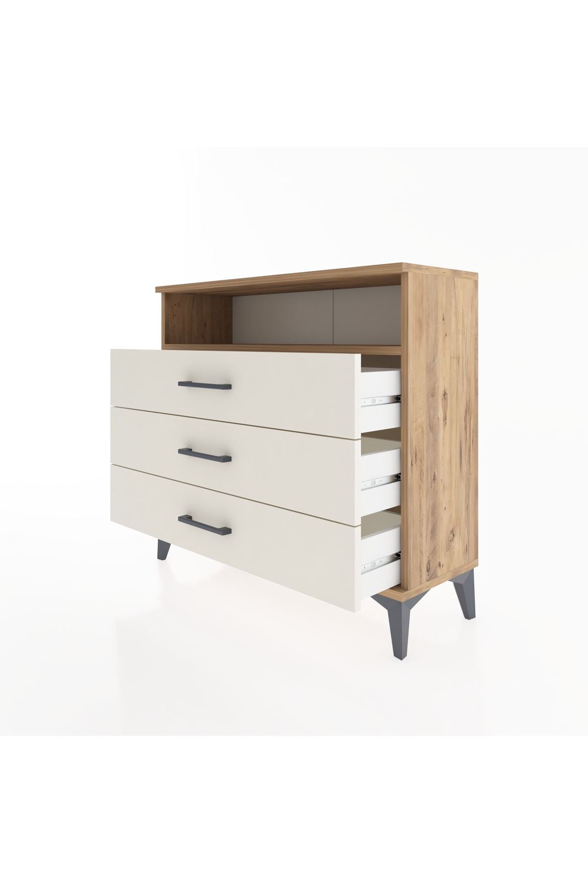 Arges Şifonyer Tek Raflı 3 Çekmeceli 88x30x80 Çam-Aytaşı