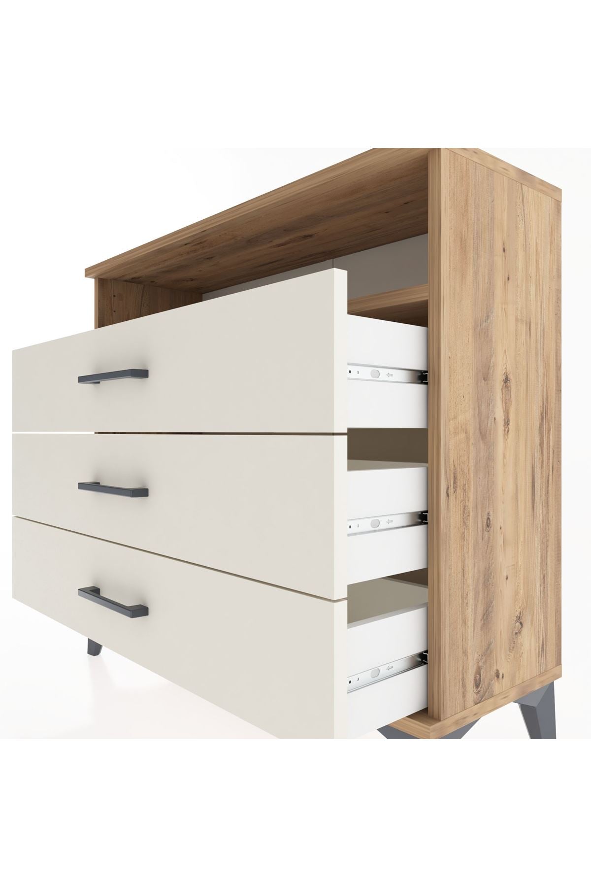 Arges Şifonyer Tek Raflı 3 Çekmeceli 88x30x80 Çam-Aytaşı