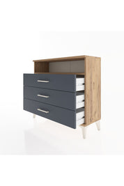 Arges Şifonyer Tek Raflı 3 Çekmeceli 88x30x80 Çam-Antrasit