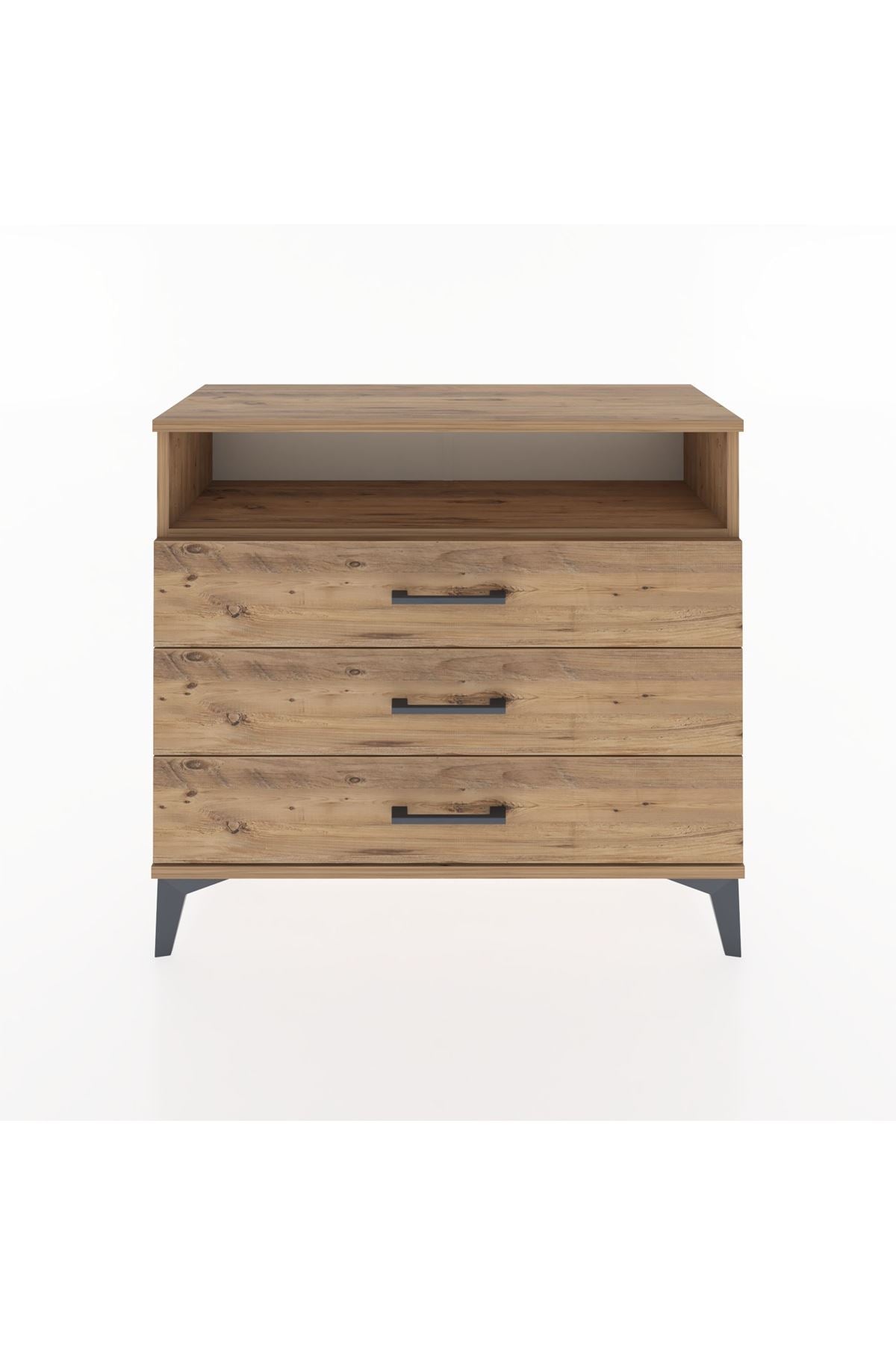 Arges Şifonyer Tek Raflı 3 Çekmeceli 88x30x80 Çam-Çam