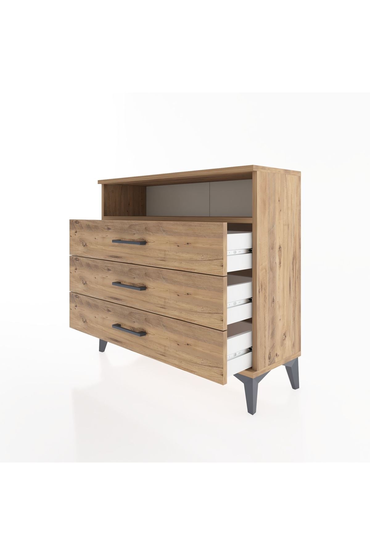 Arges Şifonyer Tek Raflı 3 Çekmeceli 88x30x80 Çam-Çam