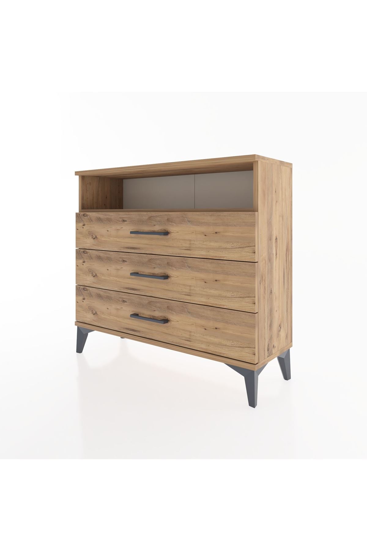 Arges Şifonyer Tek Raflı 3 Çekmeceli 88x30x80 Çam-Çam