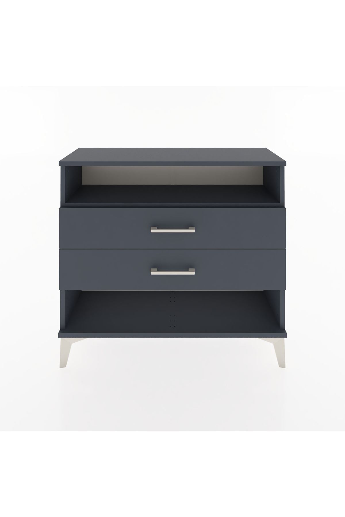 Arges Şifonyer Tek Raflı 2 Çekmeceli 88x30x80 Antrasit-Antrasit