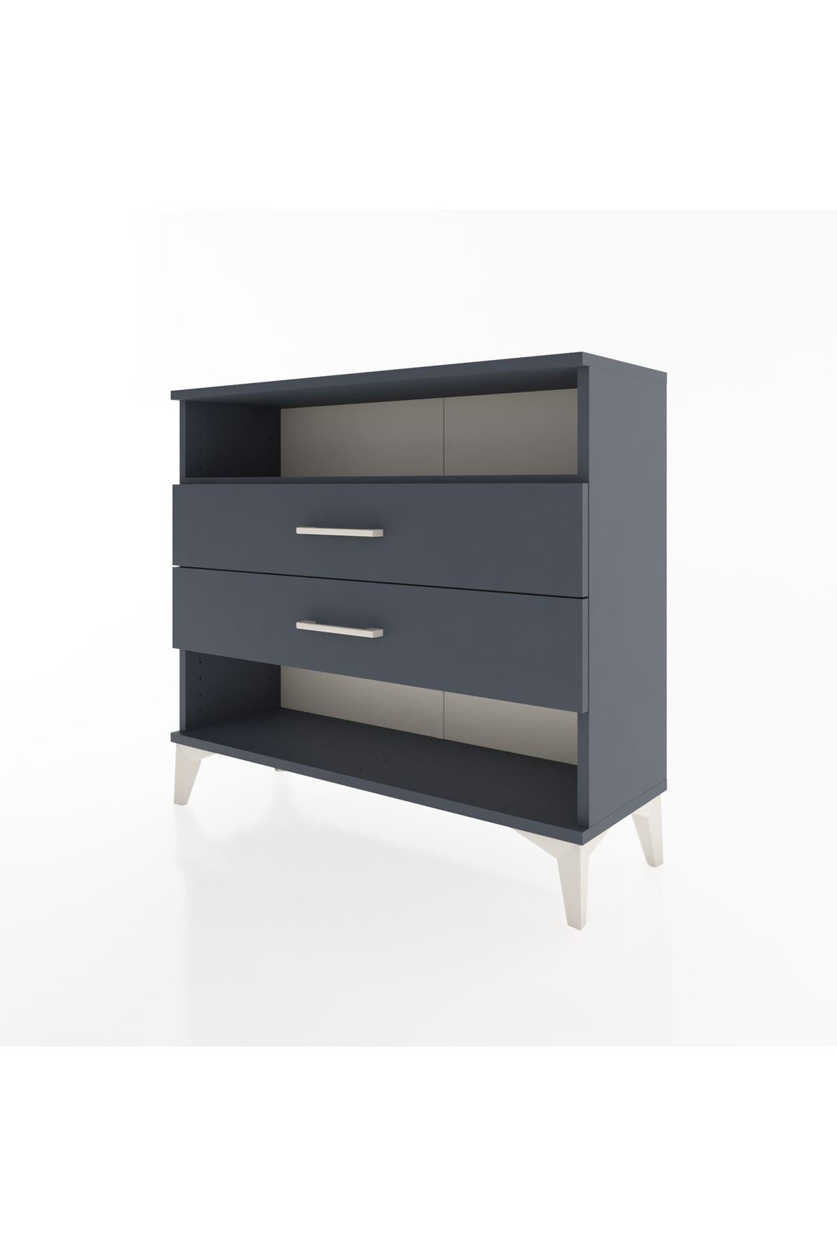 Arges Şifonyer Tek Raflı 2 Çekmeceli 88x30x80 Antrasit-Antrasit