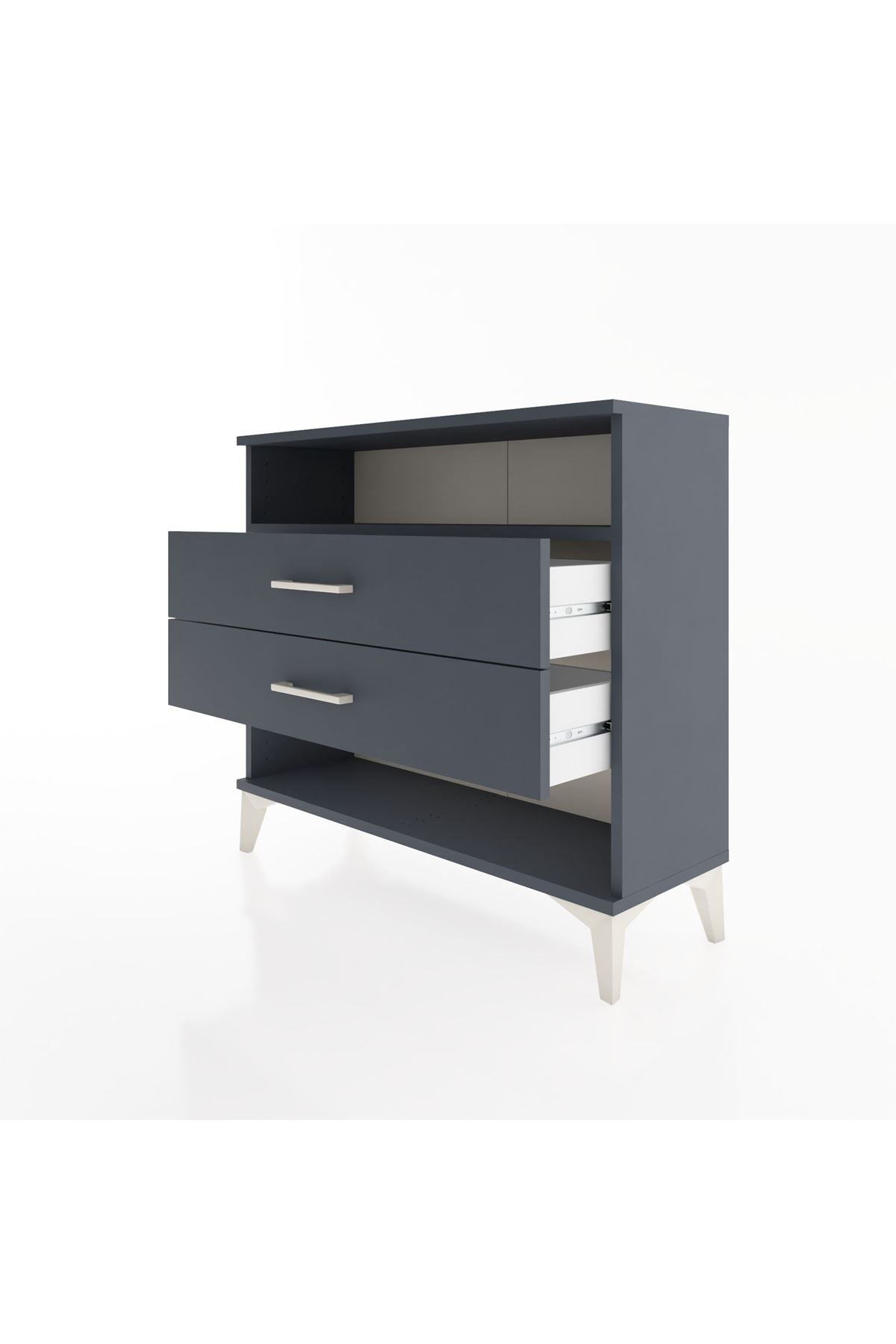 Arges Şifonyer Tek Raflı 2 Çekmeceli 88x30x80 Antrasit-Antrasit