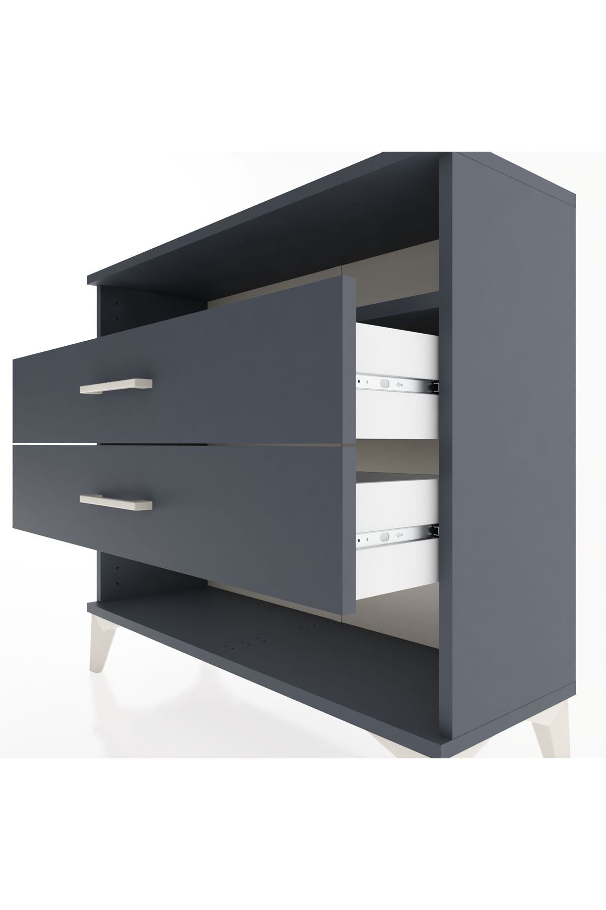 Arges Şifonyer Tek Raflı 2 Çekmeceli 88x30x80 Antrasit-Antrasit