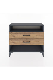 Arges Şifonyer Tek Raflı 2 Çekmeceli 88x30x80 Antrasit-Çam