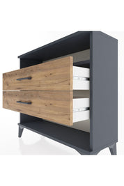 Arges Şifonyer Tek Raflı 2 Çekmeceli 88x30x80 Antrasit-Çam