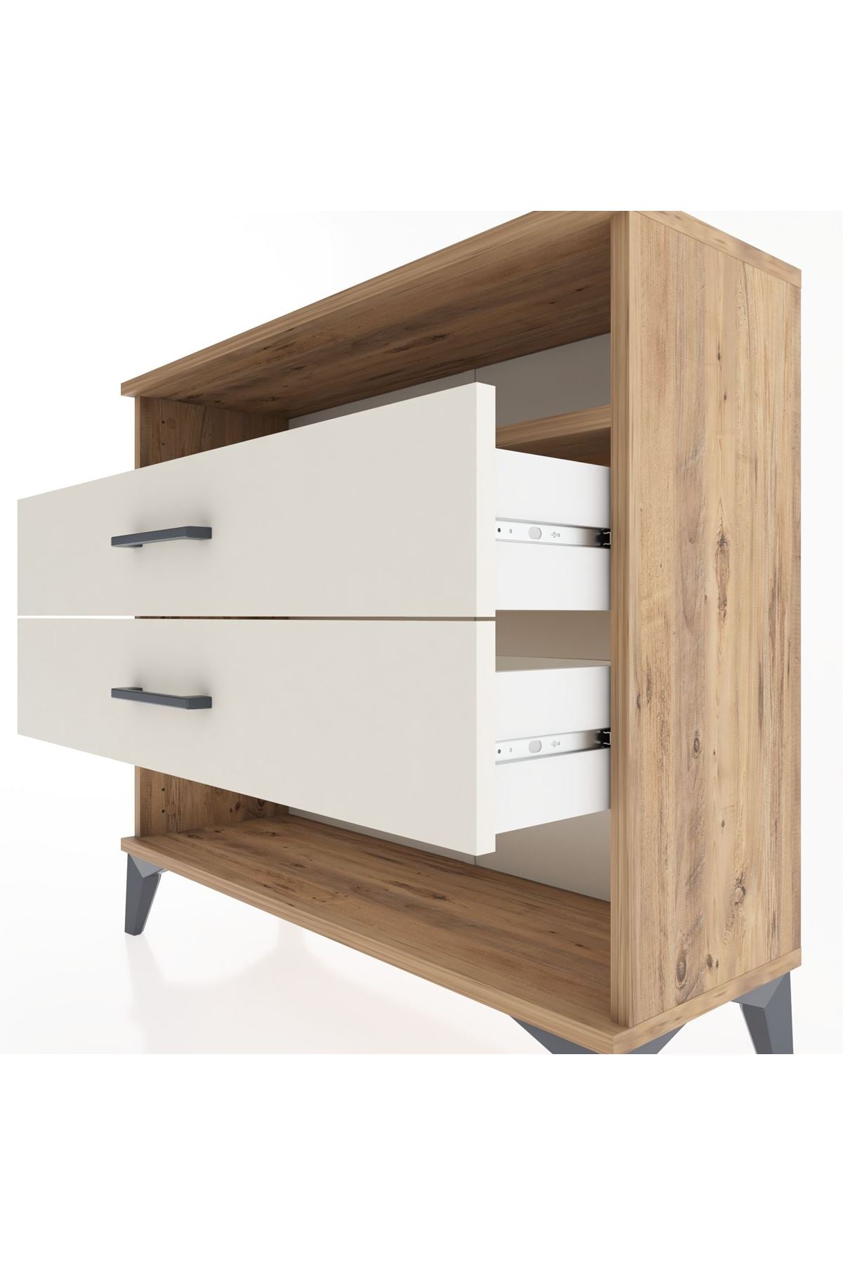 Arges Şifonyer Tek Raflı 2 Çekmeceli 88x30x80 Çam-Aytaşı