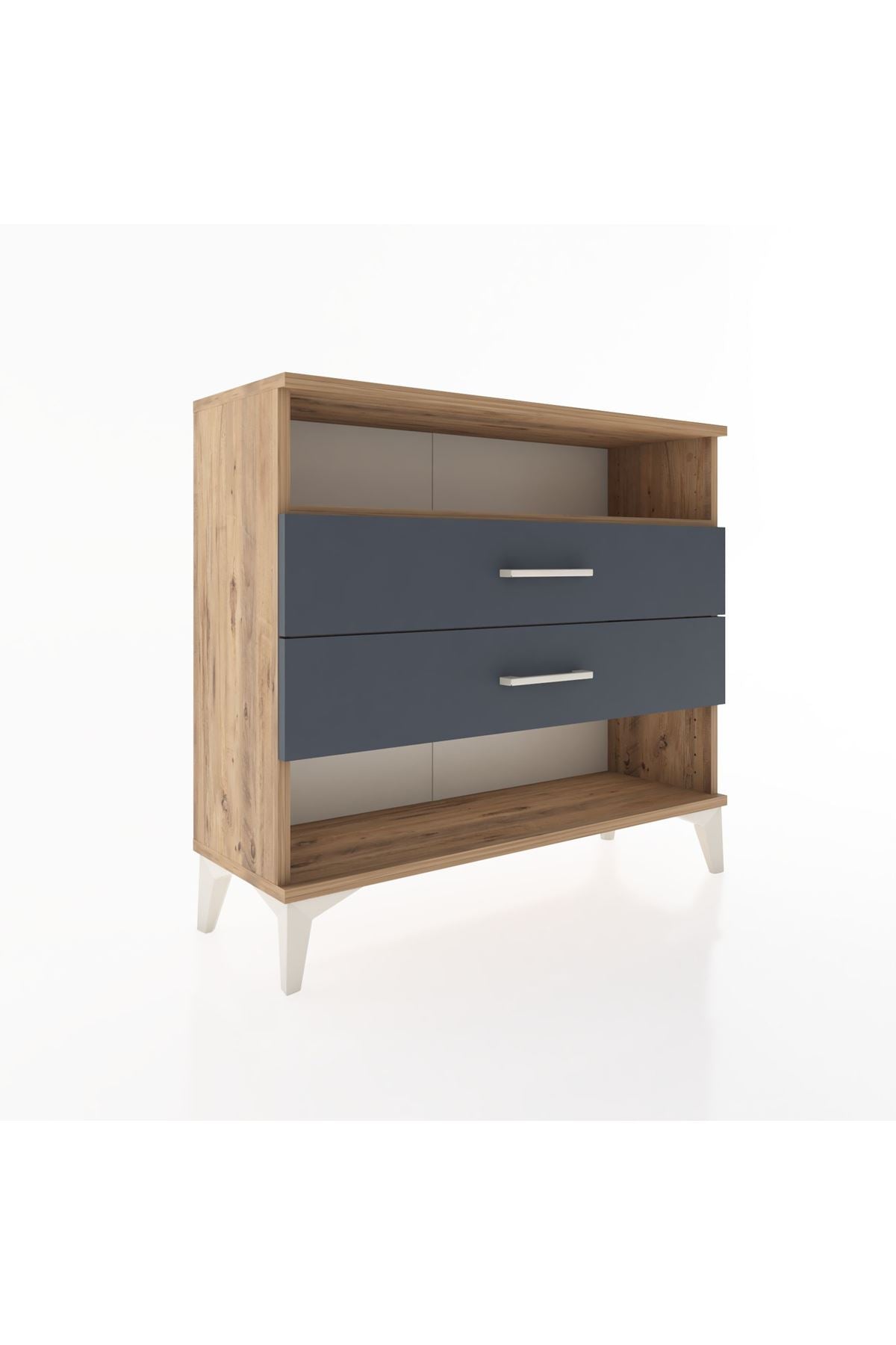 Arges Şifonyer Tek Raflı 2 Çekmeceli 88x30x80 Çam-Antrasit