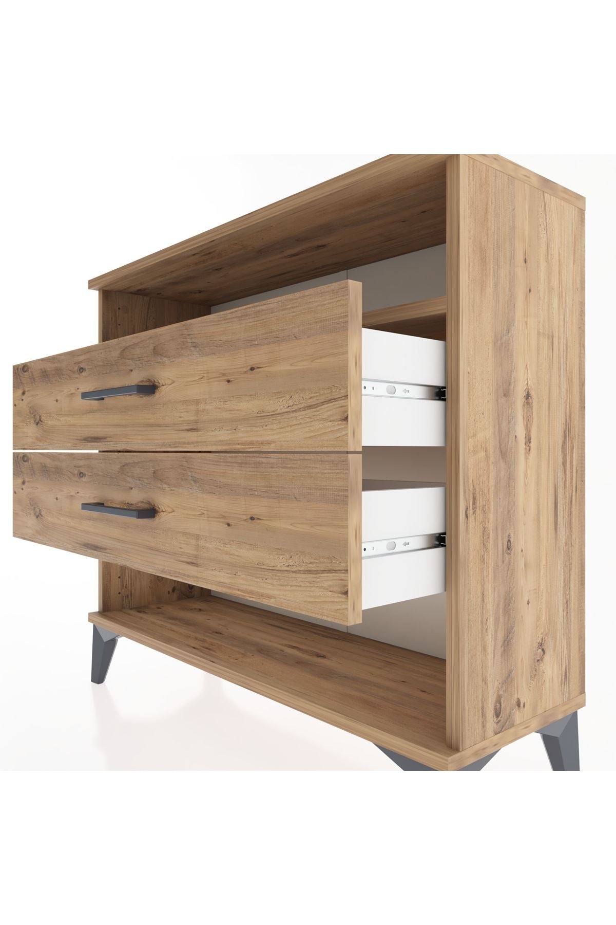 Arges Şifonyer Tek Raflı 2 Çekmeceli 88x30x80 Çam-Çam