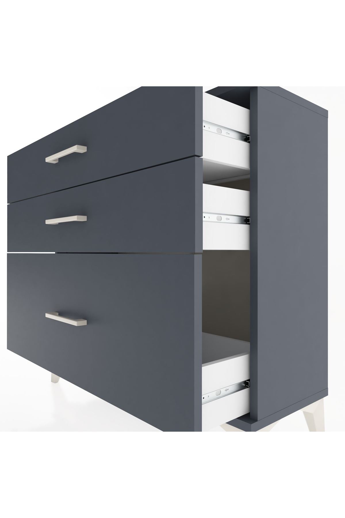 Arges Şifonyer 3 Çekmeceli 88x30x80 Antrasit-Antrasit