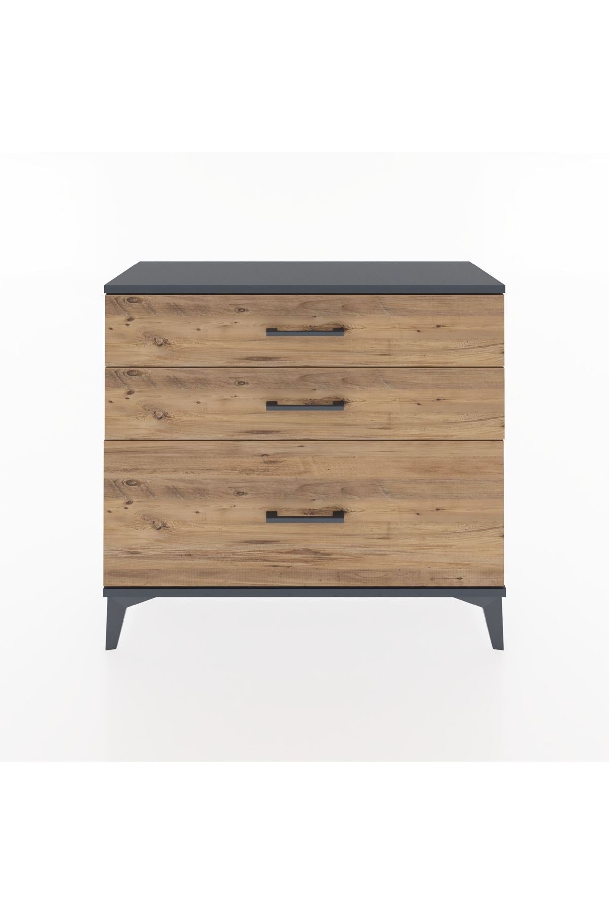 Arges Şifonyer 3 Çekmeceli 88x30x80 Antrasit-Çam