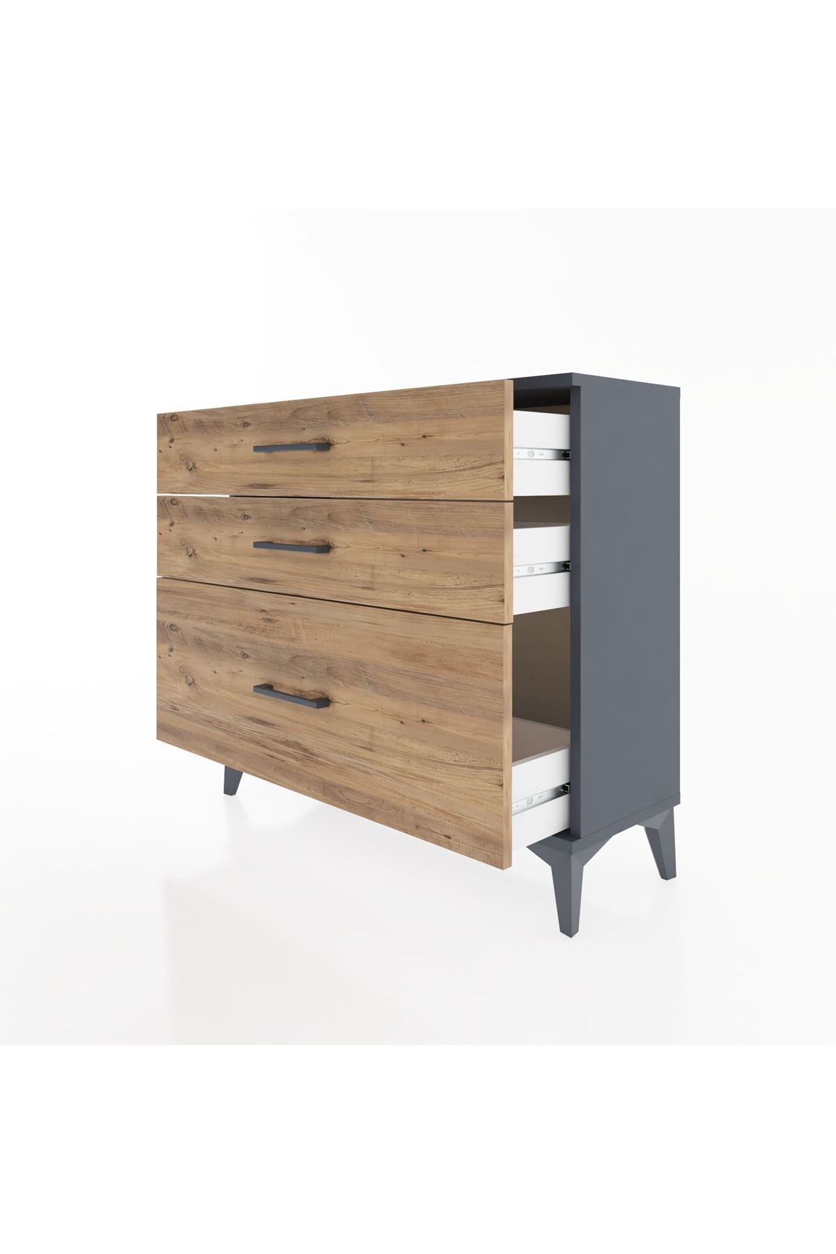 Arges Şifonyer 3 Çekmeceli 88x30x80 Antrasit-Çam