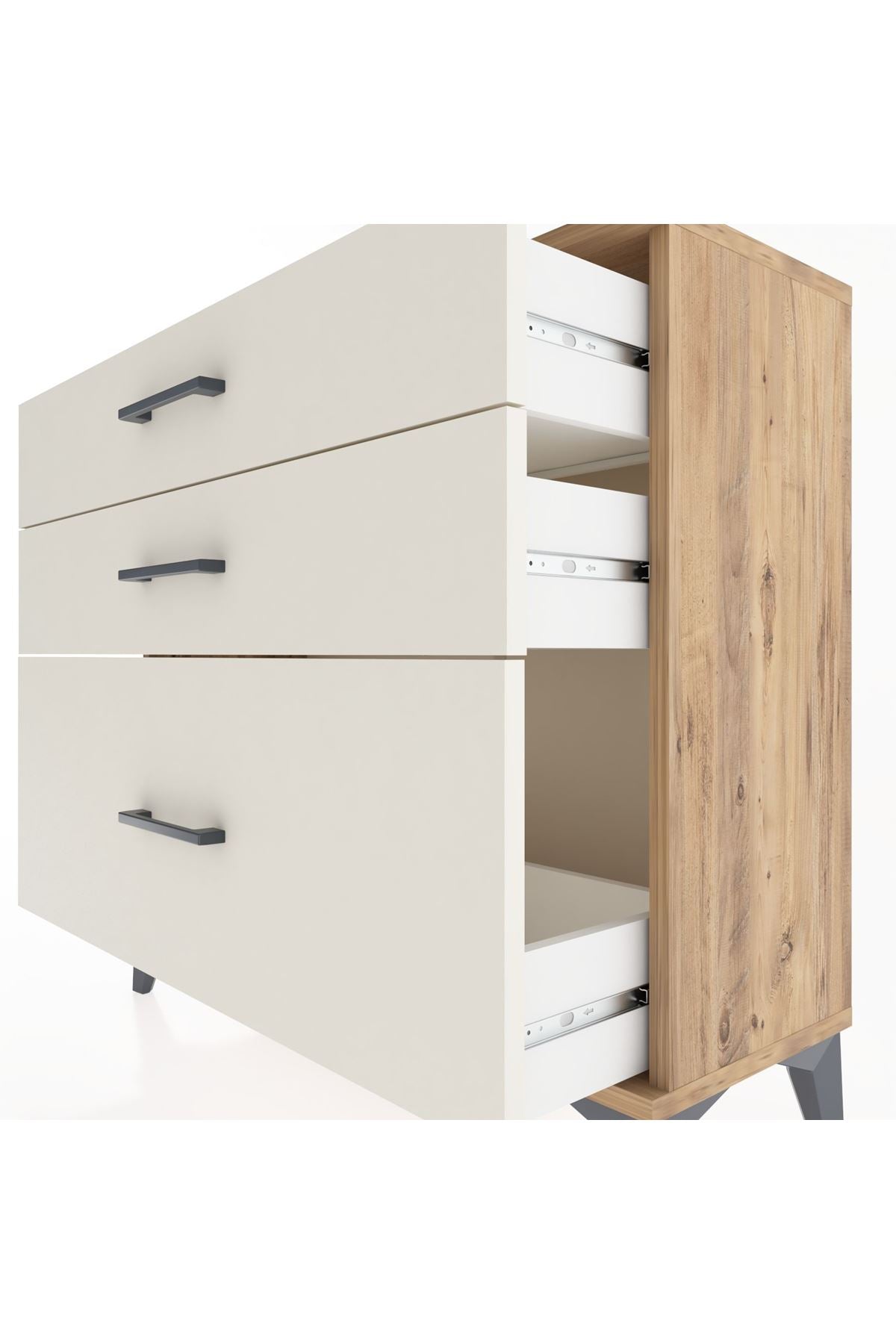 Arges Şifonyer 3 Çekmeceli 88x30x80 Çam-Aytaşı