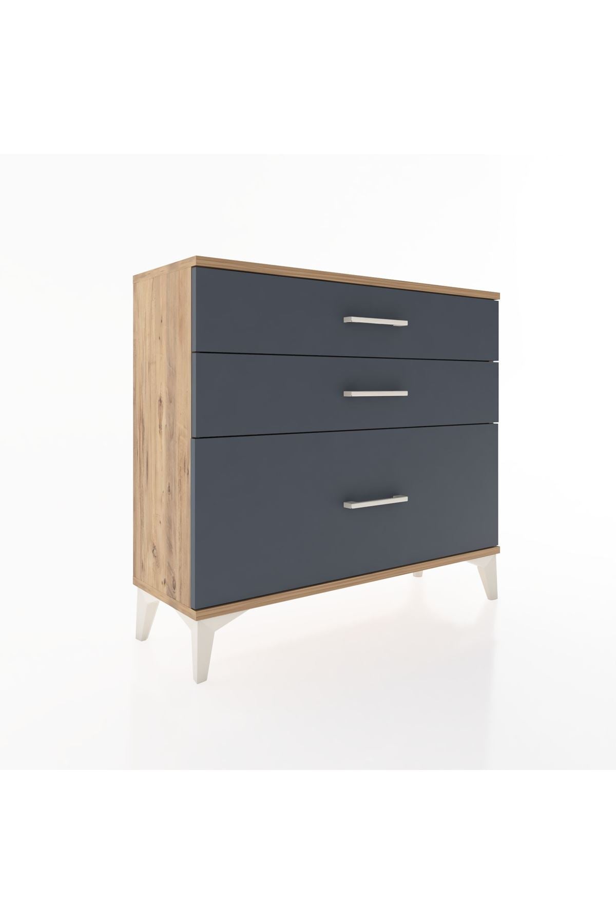 Arges Şifonyer 3 Çekmeceli 88x30x80 Çam-Antrasit