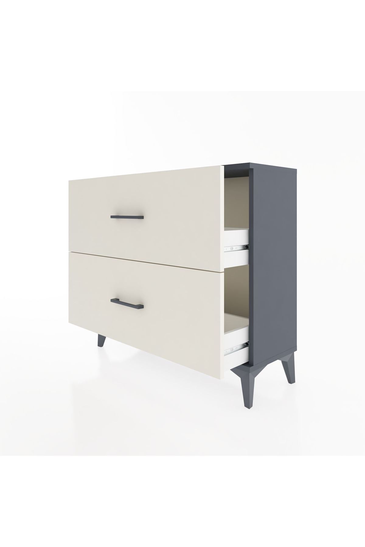 Arges Şifonyer 2 Çekmeceli 88x30x80 Antrasit-Aytaşı