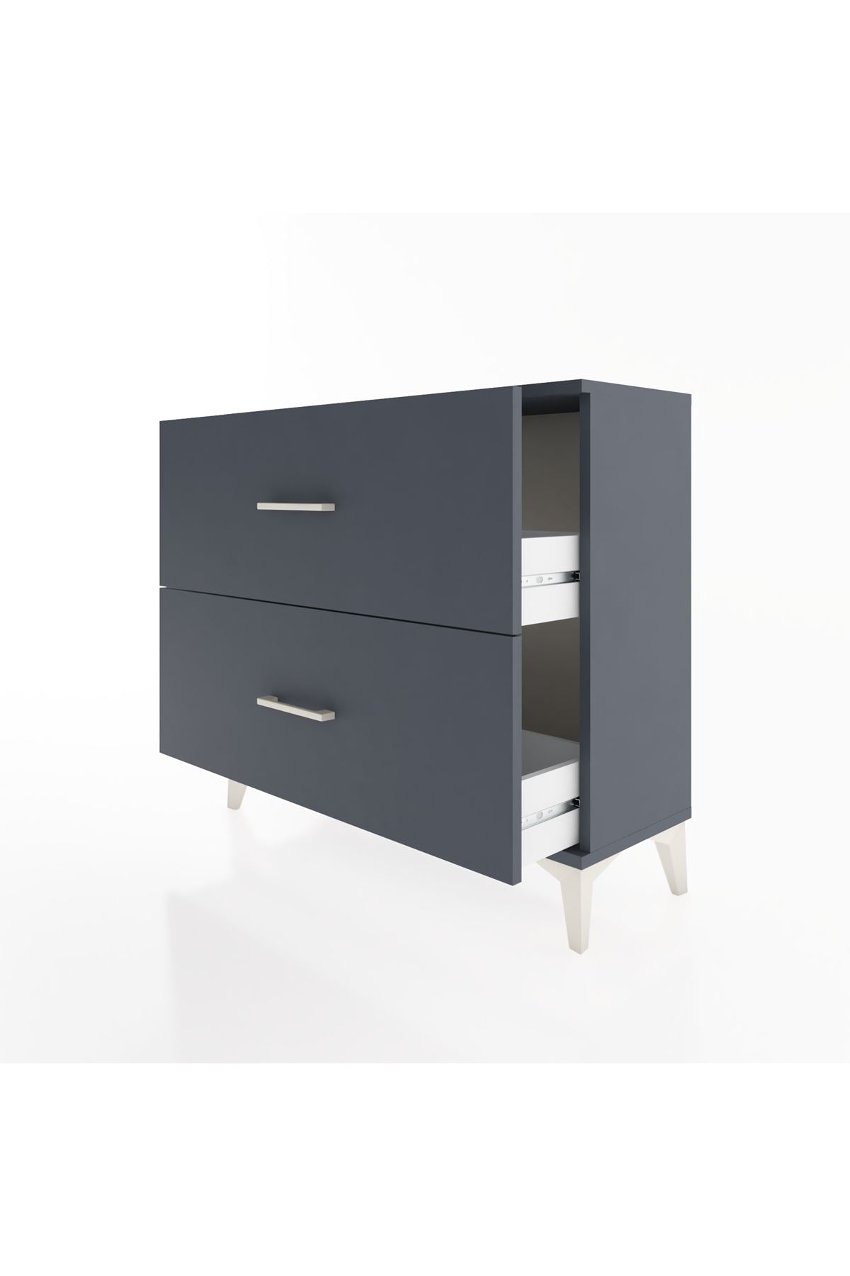 Arges Şifonyer 2 Çekmeceli 88x30x80 Antrasit-Antrasit