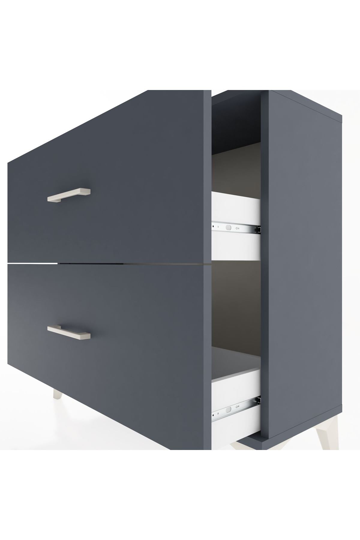 Arges Şifonyer 2 Çekmeceli 88x30x80 Antrasit-Antrasit